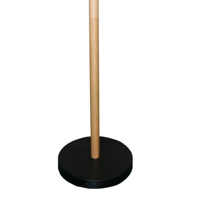 Arc Floor Lamp with Cylinder Shade, Curved Standing Light for Living Room, Bedroom Illumination, Floor Lamp Wooden Pole 110V