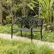preview thumbnail 3 of 5, Outdoor Garden Patio Steel Park Bench Lawn Decor with Cast Iron Unique Design Back, Black Seating Bench for Yard, Patio, Garden