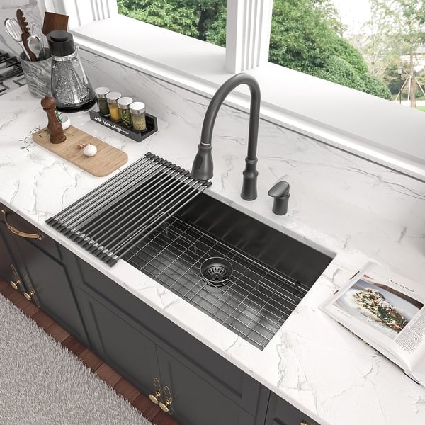 Lordear 30/32/33 inch Gunmetal Black 16 Gauge Stainless Steel ...
