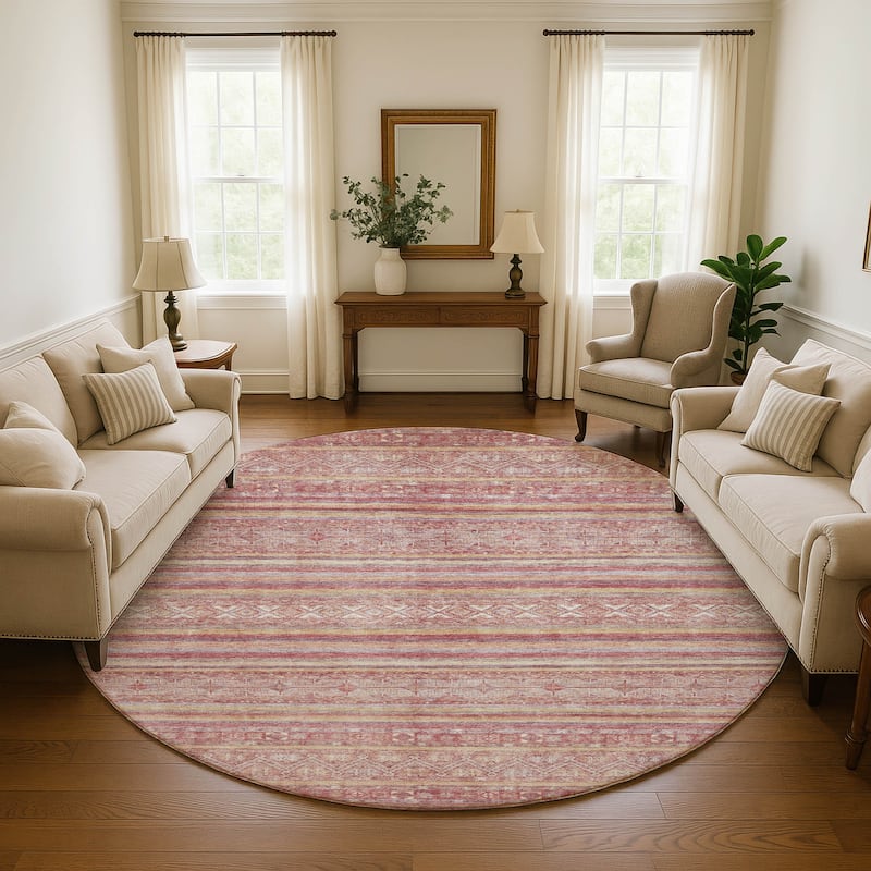 Premium Washable Super Soft Global Stripes Mayfield Rug - Paprika - 8' x 8'