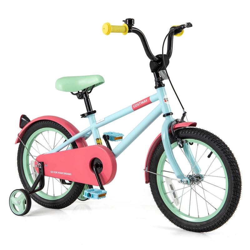 Costway 16" Kids Bike with Adjustable Saddle Handlebar Removable - Red