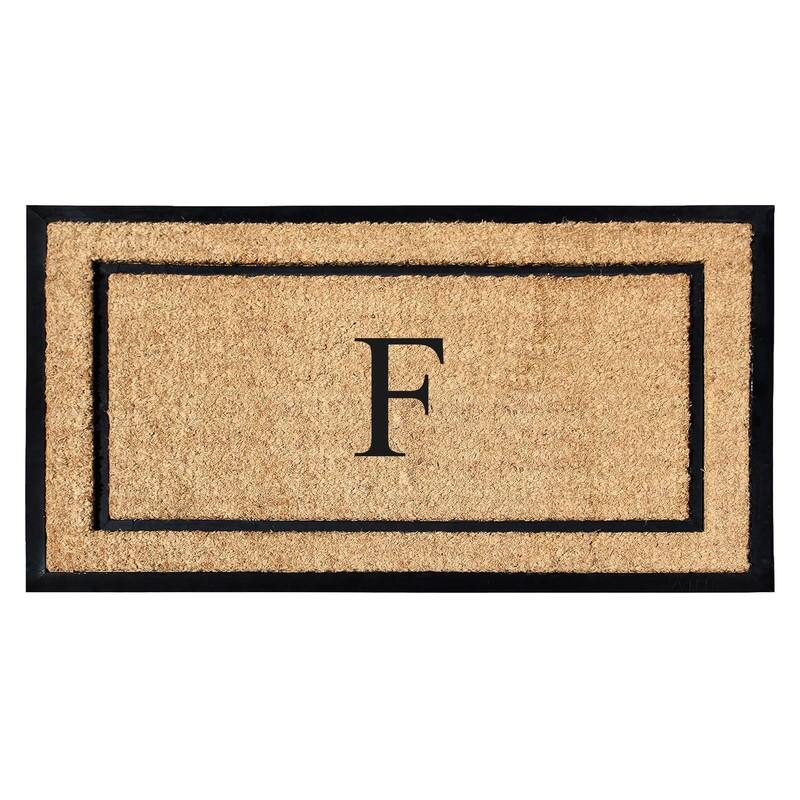 A1HC Natural Coir Monogrammed Door Mat for Front Door, Durable Large Outdoor Rug, Heavy Duty Welcome Doormat - 24" X 48"