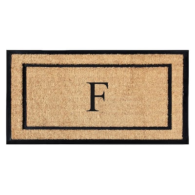 A1HC Natural Coir Monogrammed Door Mat for Front Door, Durable Large Outdoor Rug, Heavy Duty Welcome Doormat - 24" X 48"