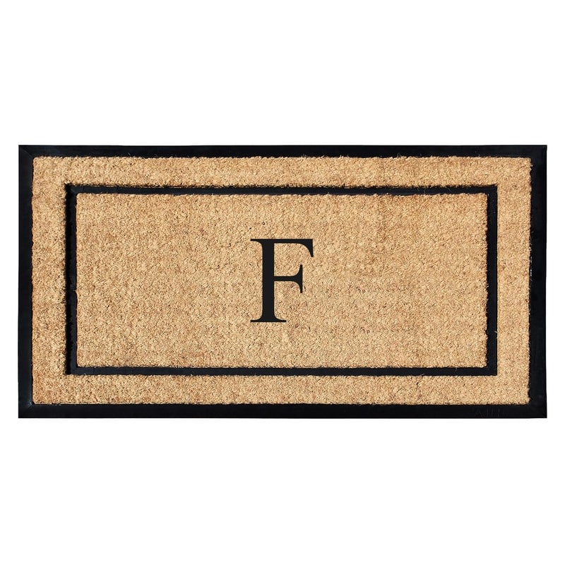 A1HC Natural Coir Monogrammed Door Mat for Front Door, Durable Large Outdoor Rug, Heavy Duty Welcome Doormat - 24" X 48"