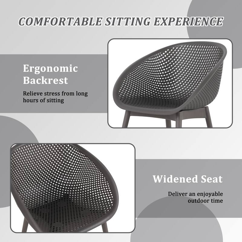 2-Pack Modern Lounge Chairs - Indoor/Outdoor All-Weather PP Plastic, Lightweight for Patio, Beach, Living Room