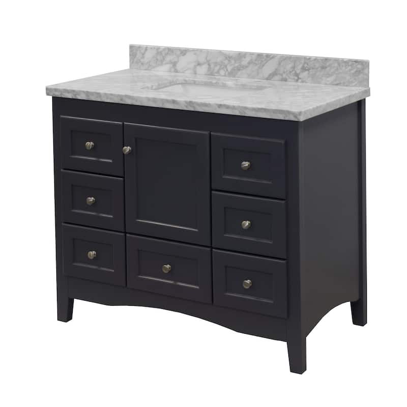 KitchenBathCollection Abbey 42" Bathroom Vanity with Carrara Marble Top