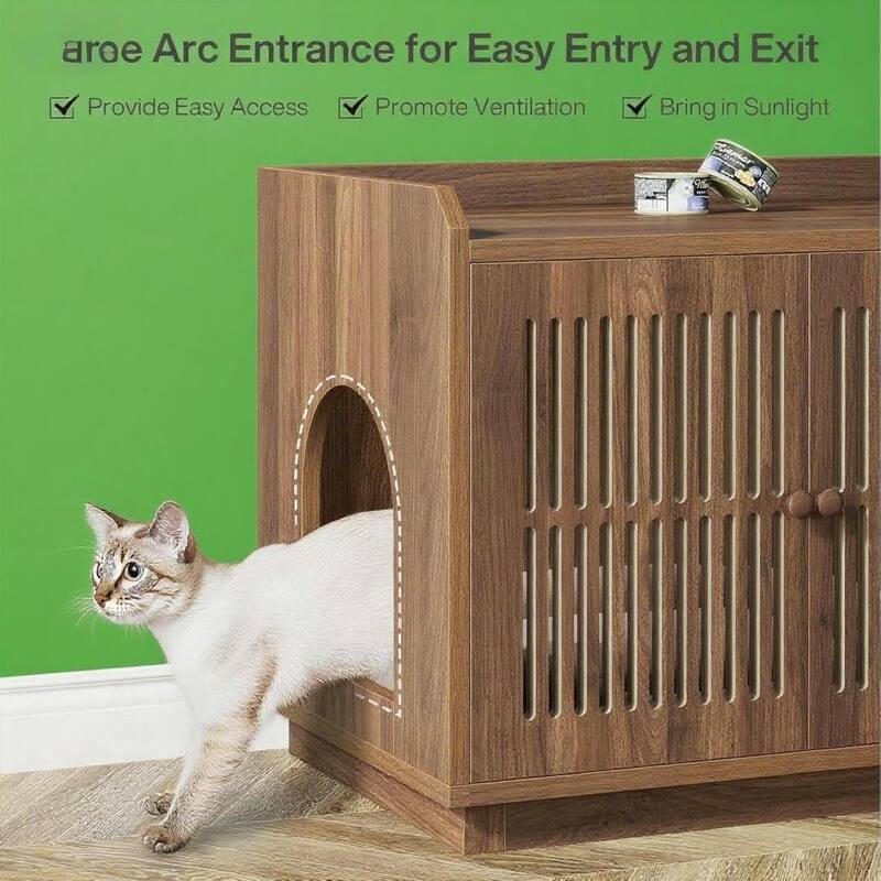 55.1" Extra Large Cat Litter Box Enclosure with Hidden Storage Compartment and Side Door