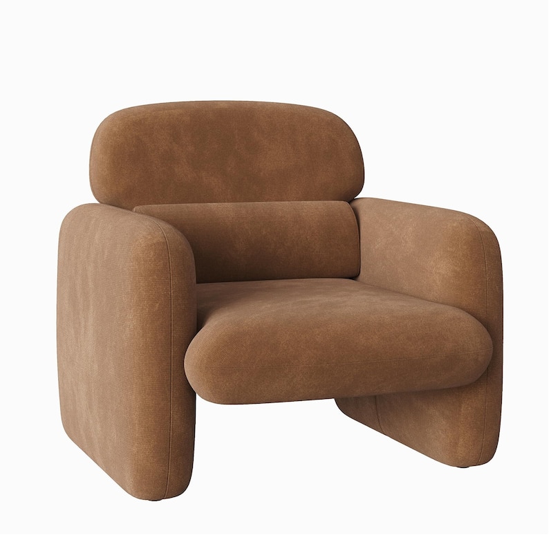 Modern Accent Chair, Wood Frame Sofa Chair, Comfortable Reading Armchair for Living Room