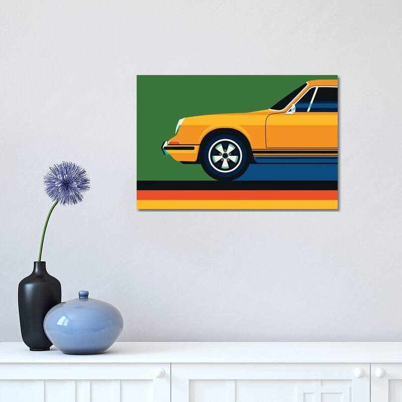 iCanvas "Orange Vintage Sports Car Side Front" by Bo Lundberg Canvas Print - 12x18x1.5