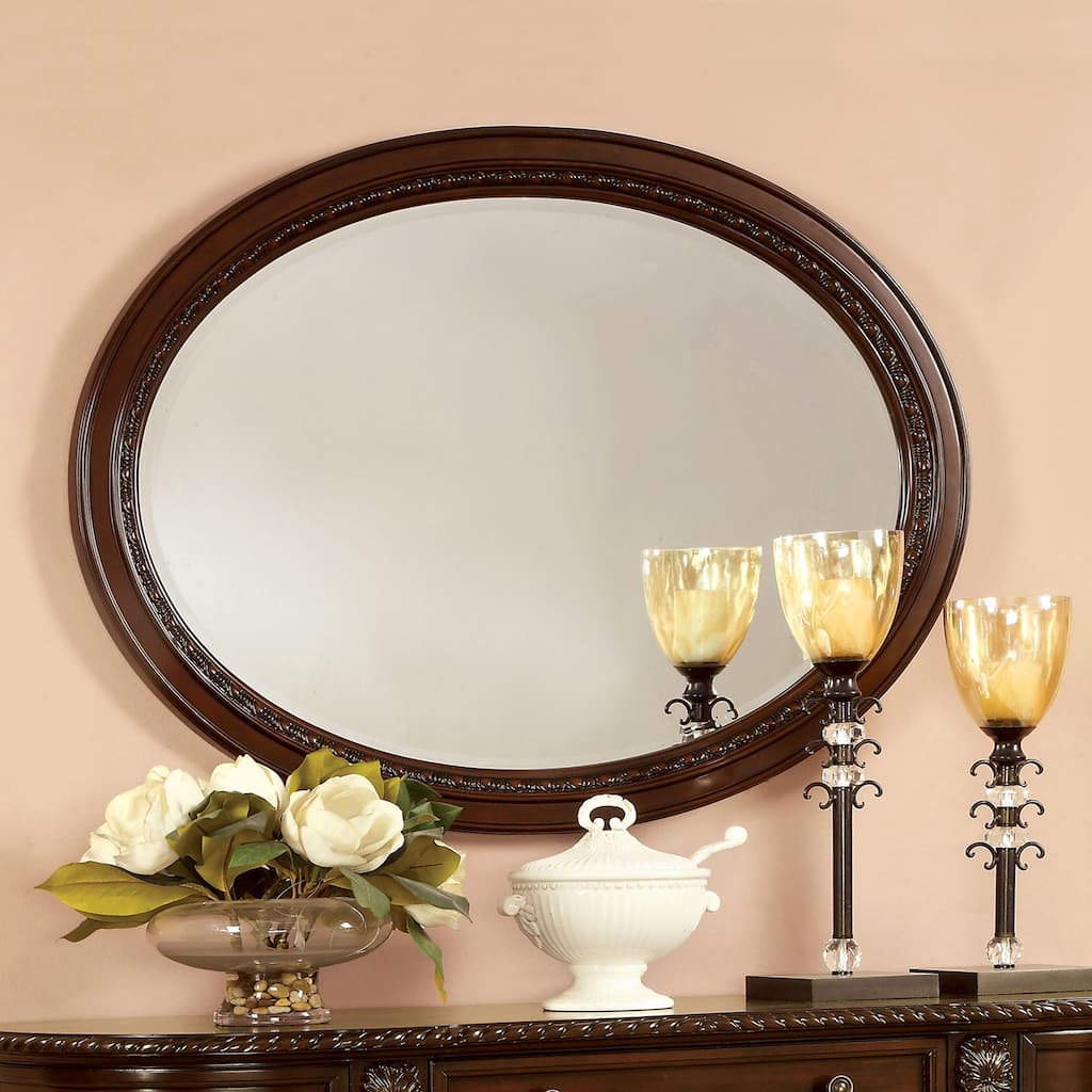 Kova Traditional Brown Cherry 49-inch Wood Wall Mirror by Furniture of America
