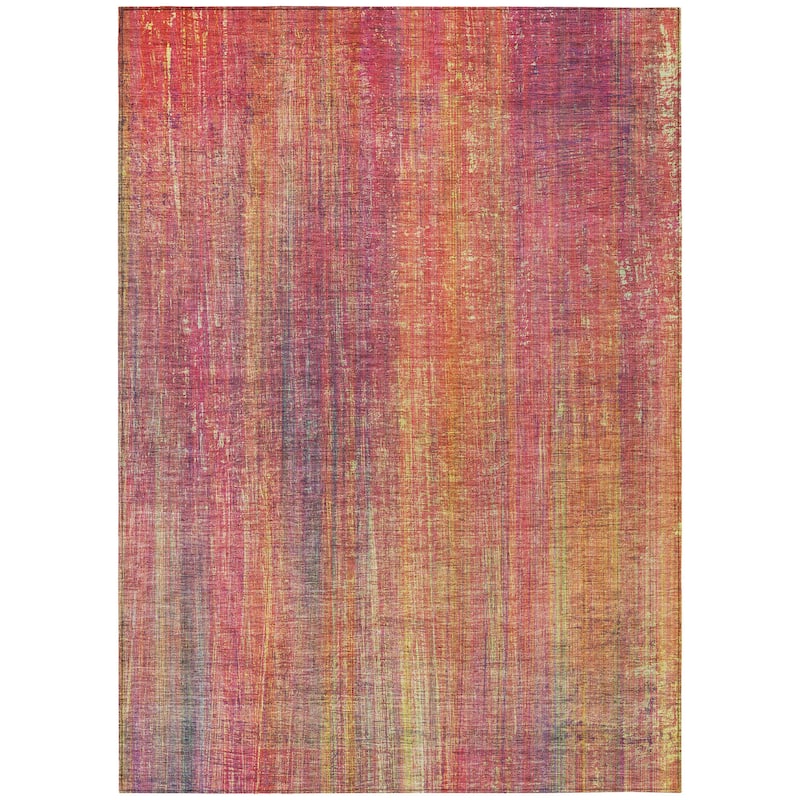 Machine Washable Indoor/ Outdoor Ombre Solid Chantille Rug
