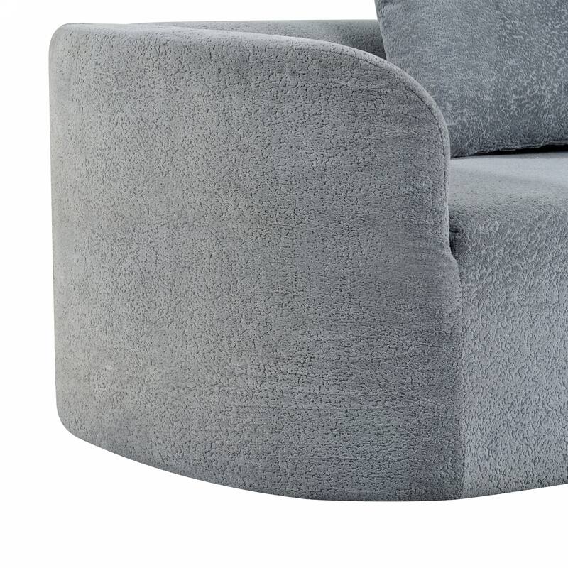 Curved Chaise Lounge with L-shape Back Arm, Pearl Upholstery Sectional Sofa Set with 4 Pillows for Living Room Sleeper Couch