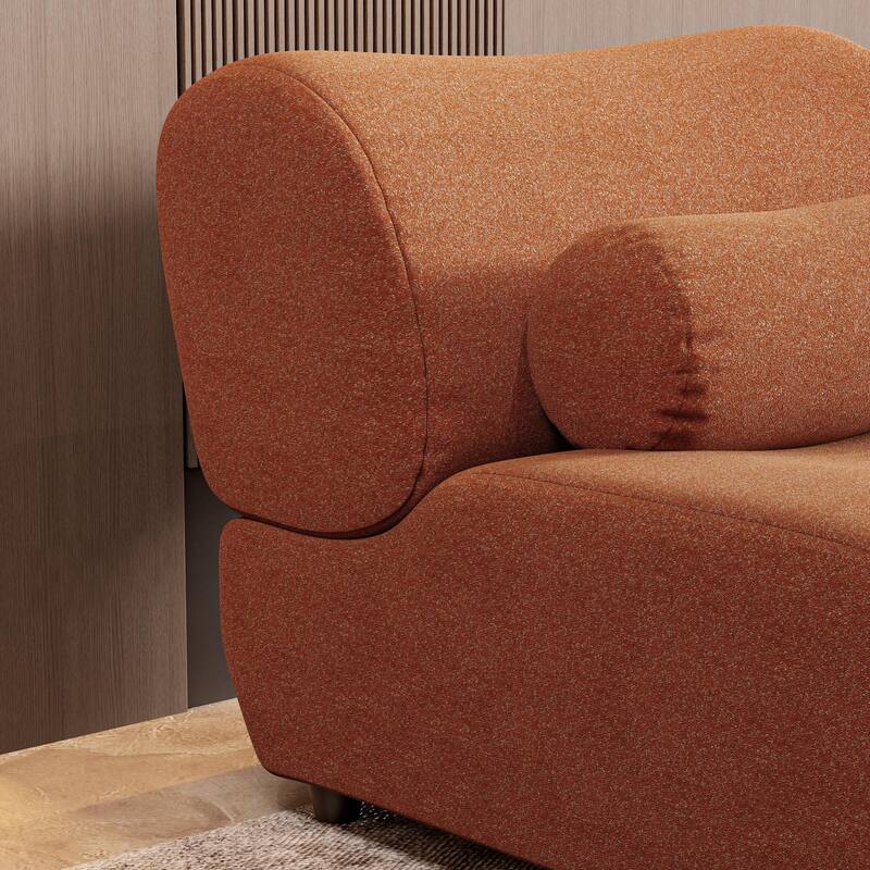 Modern Armless Lounge Sofa with 70° Reclined Backrest and Cylindrical Pillows for Living Room and Guest Room