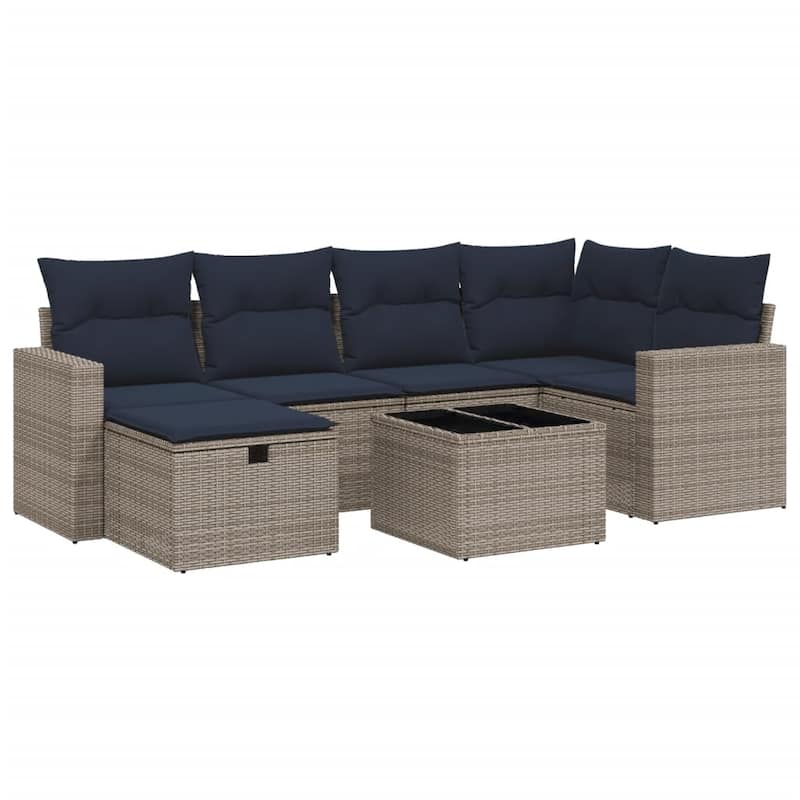 vidaXL Patio Sofa Set with Cushions Outdoor Conversation Furniture Poly Rattan