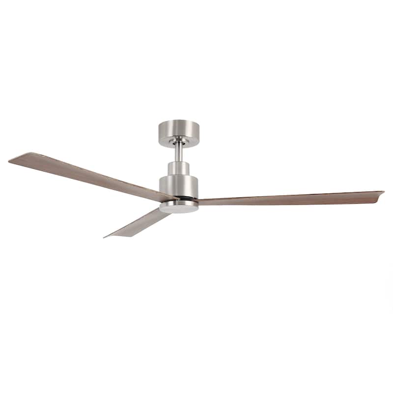 52-inch Satin Nikel Wooden 3-Blade Indoor Ceiling Fan without Lights
