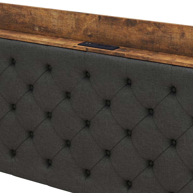 Moasis Nail Headboard Linen Fabric Bed Frame