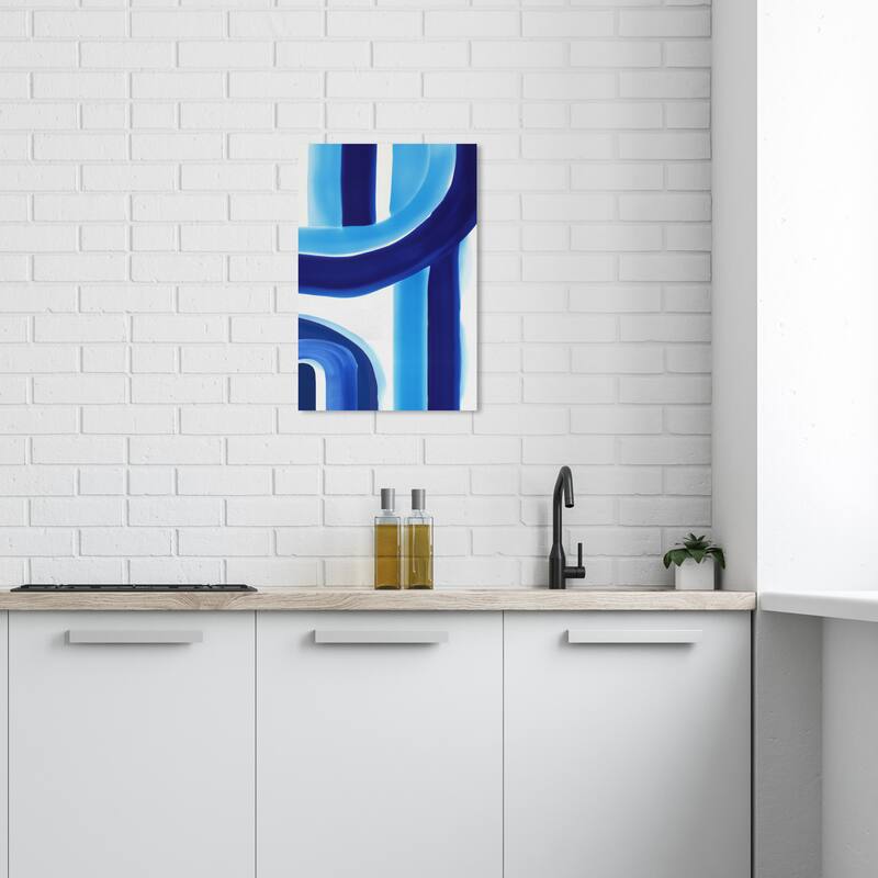 Wynwood Studio World and Countries Greek Waves IV Blue and Dark Blue Mid-Century Modern Wall Art Canvas Print - 24 x 16