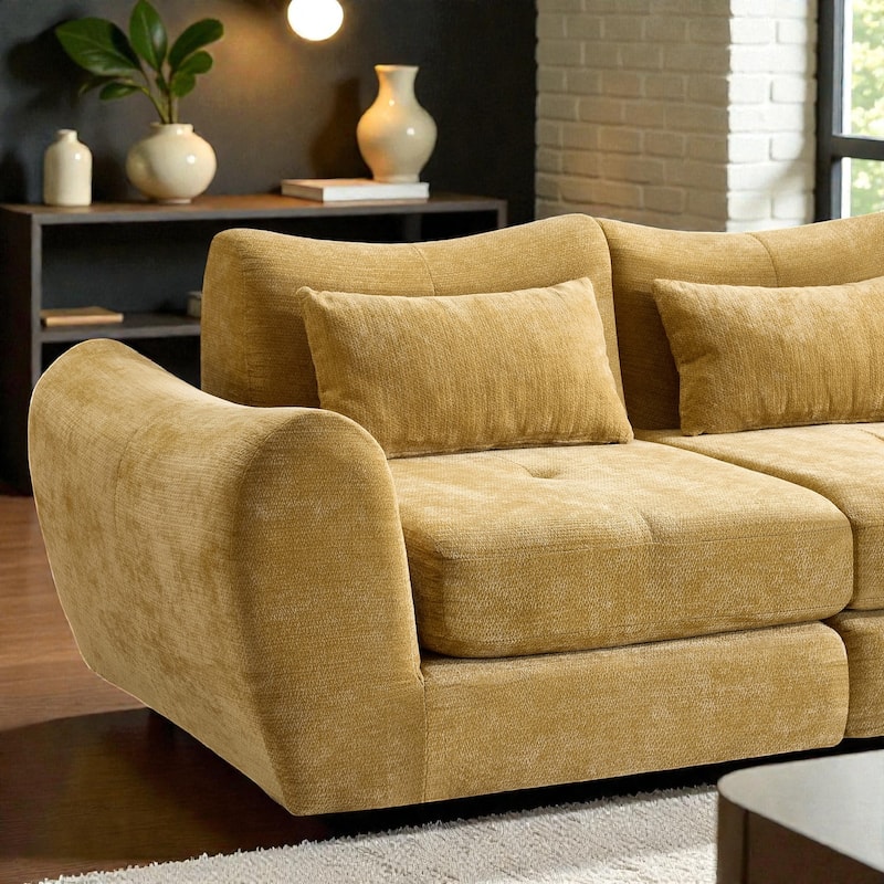 Modular Cloud Sofa, Convertible Folding Sofa Bed, 3-Seat Cushioned Sectional Couch for Living Room Bedroom