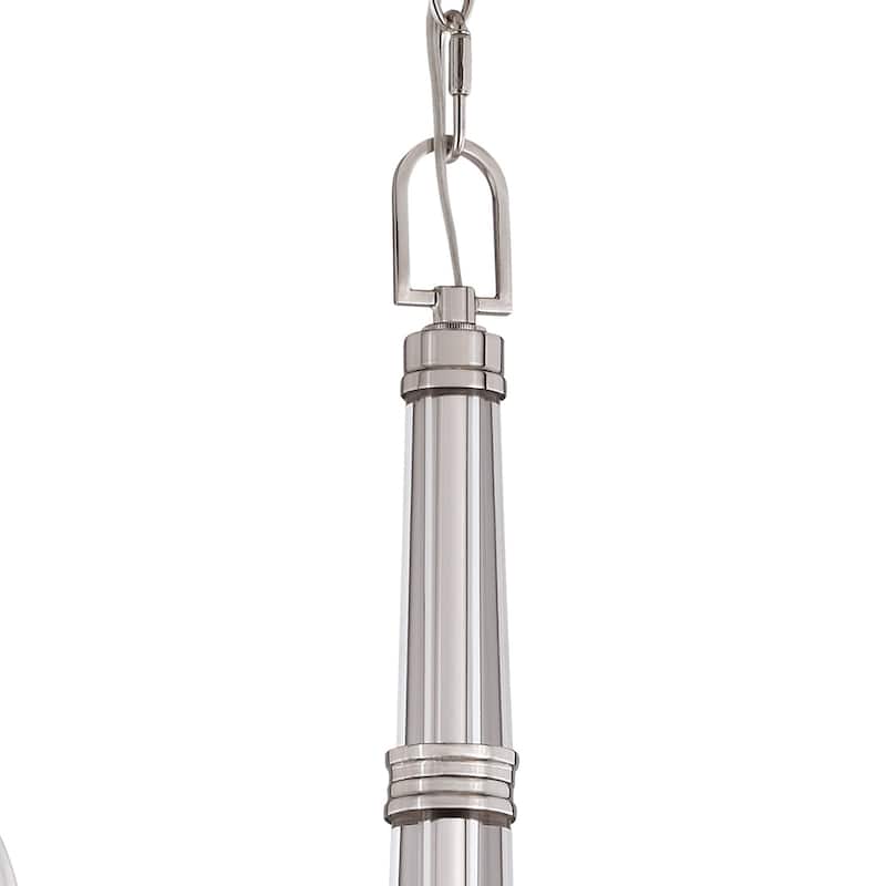 5-Light Candle Chandelier - Satin Nickel Finish - Crystal Accents - Modern Lighting Fixture - 24.25