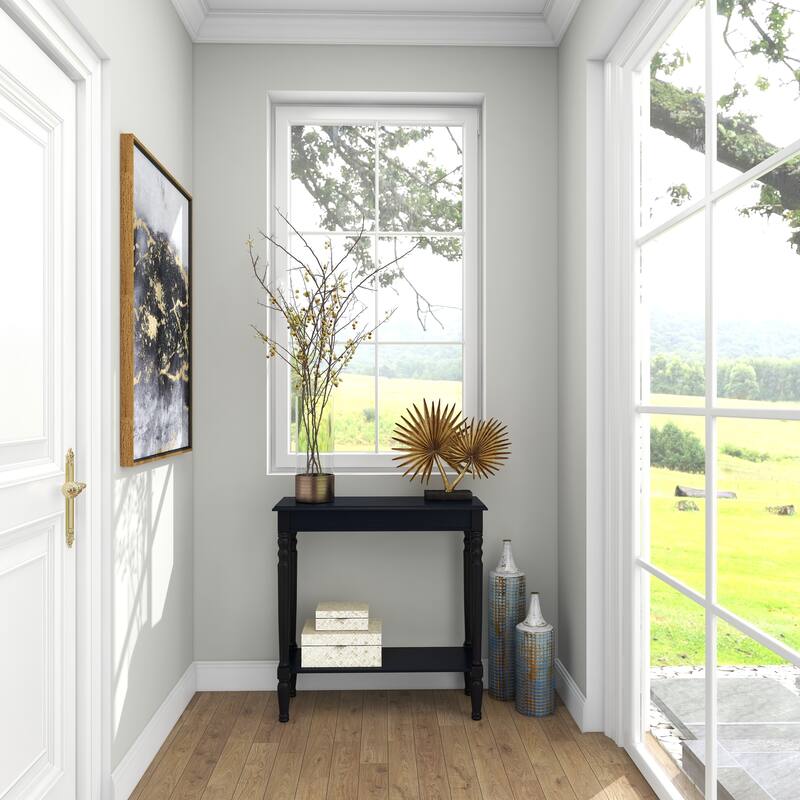 Black Wood Slim Turned 1 Shelf Console Table