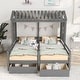 preview thumbnail 1 of 7, Twin Size House Platform Beds with Two Drawers for Boy and Girl Shared Beds, Combination of 2 Side by Side Twin Size Beds Grey