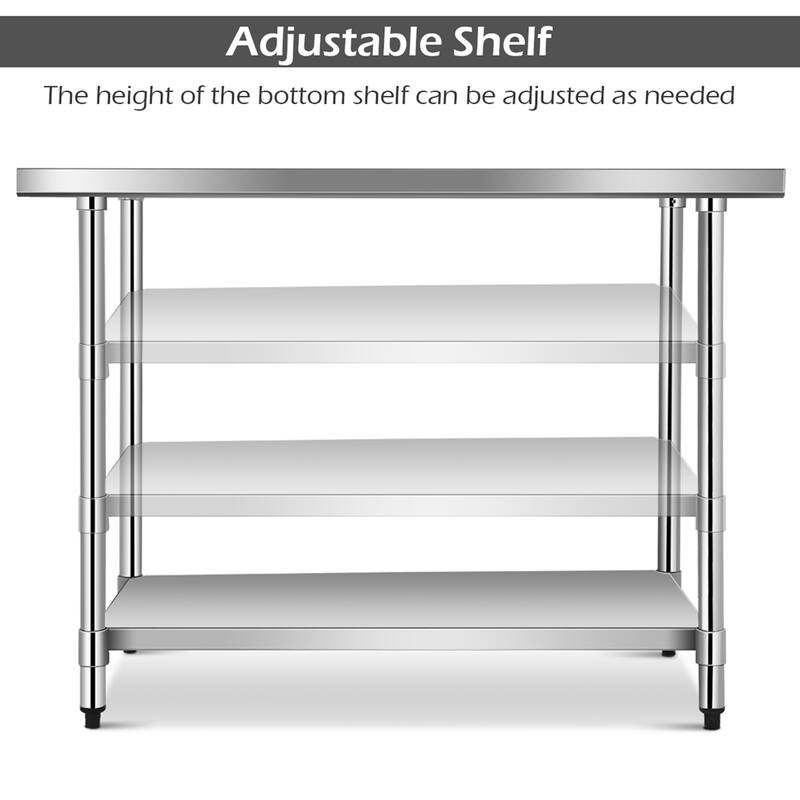 Costway Stainless Steel Table with Overshelves, 48'' X 24'' Work Table - See Details