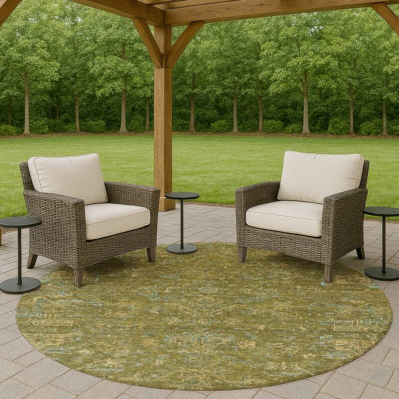 Machine Washable Indoor/ Outdoor Traditional Chelsea Chantille Rug - Fern - 8' x 8'