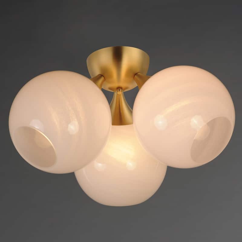 Maxim 21225MR Neve 3 Light 19" Wide Semi-Flush Ceiling Fixture with