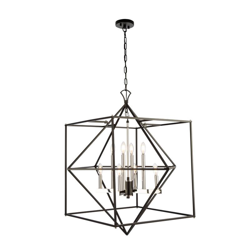 Roxton 8 Light Chandelier (Matte Black & Polished Nickel)