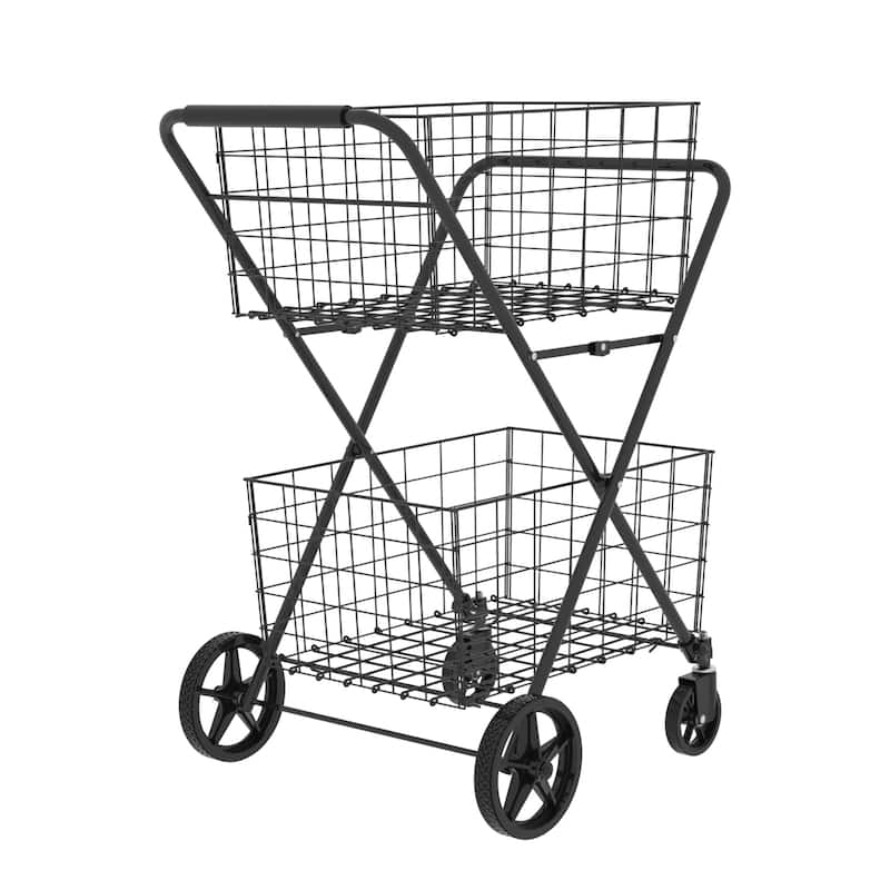Extra Jumbo Shopping Cart,2 Layers Grocery Cart on Wheels