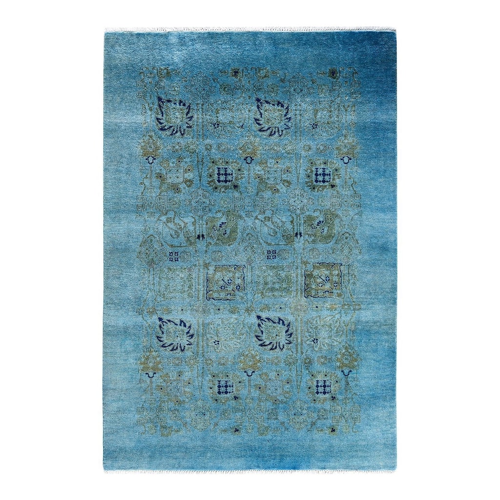 Vibrance One-of-a-Kind Hand-Knotted Area Rug - Blue, 3' 10" x 5' 8" - 3' 10" x 5' 8"
