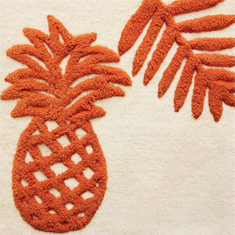 Tommy Bahama Batik Pineapple Orange Cotton Tufted Bath Rug