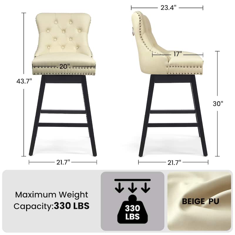 26"/29" Faux Leather Swivel Counter and Bar Height Stools (Set of 1/2/3/4)