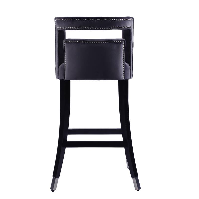 Velvet Barstool with nailheads Living Room Chair 2 pcs