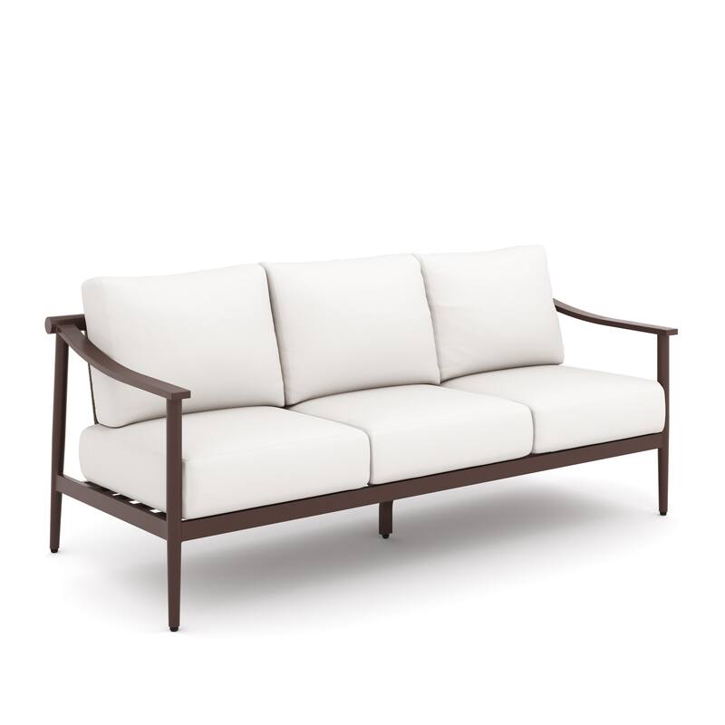 Fena 4pc Outdoor Sofa, 2 Chairs, and Coffee Table Set, Ivory Cushions