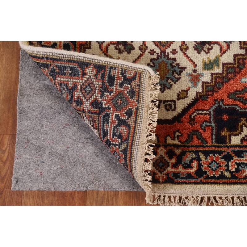 Heriz Serapi Indian Runner Ivory Rug Wool Hand-knotted - 2'7" x 10'1"