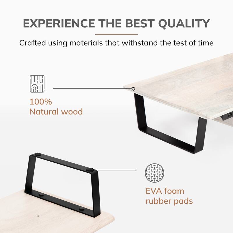 Jani Wood Monitor Stand Riser Desk - Ergonomic Design Stand, Desktop Organizer Table for Home, Office Workspace, Gaming Desk