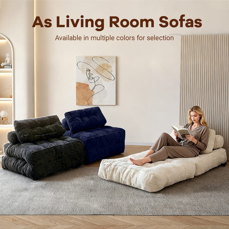 Modular Floor Couch System - Convertible Sofa Bed with Adaptable Layout for Compact Living