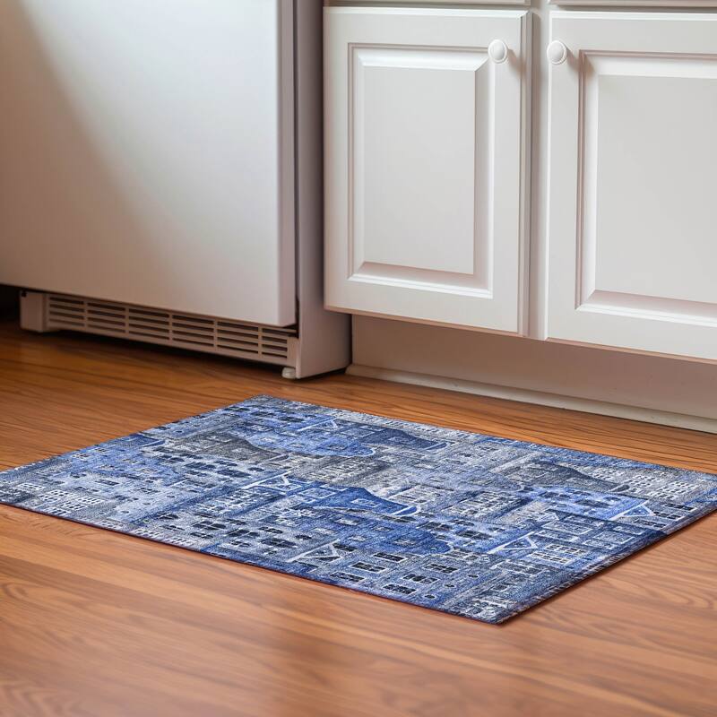 Premium Washable Super Soft Modern Citylife Mayfield Rug - Blue - 1' 8" x 2' 6" - Rectangle