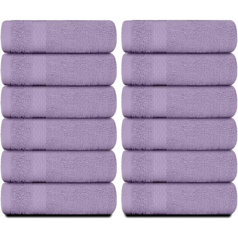 White Classic Luxury Cotton Washcloth 13x13 - Set of 12