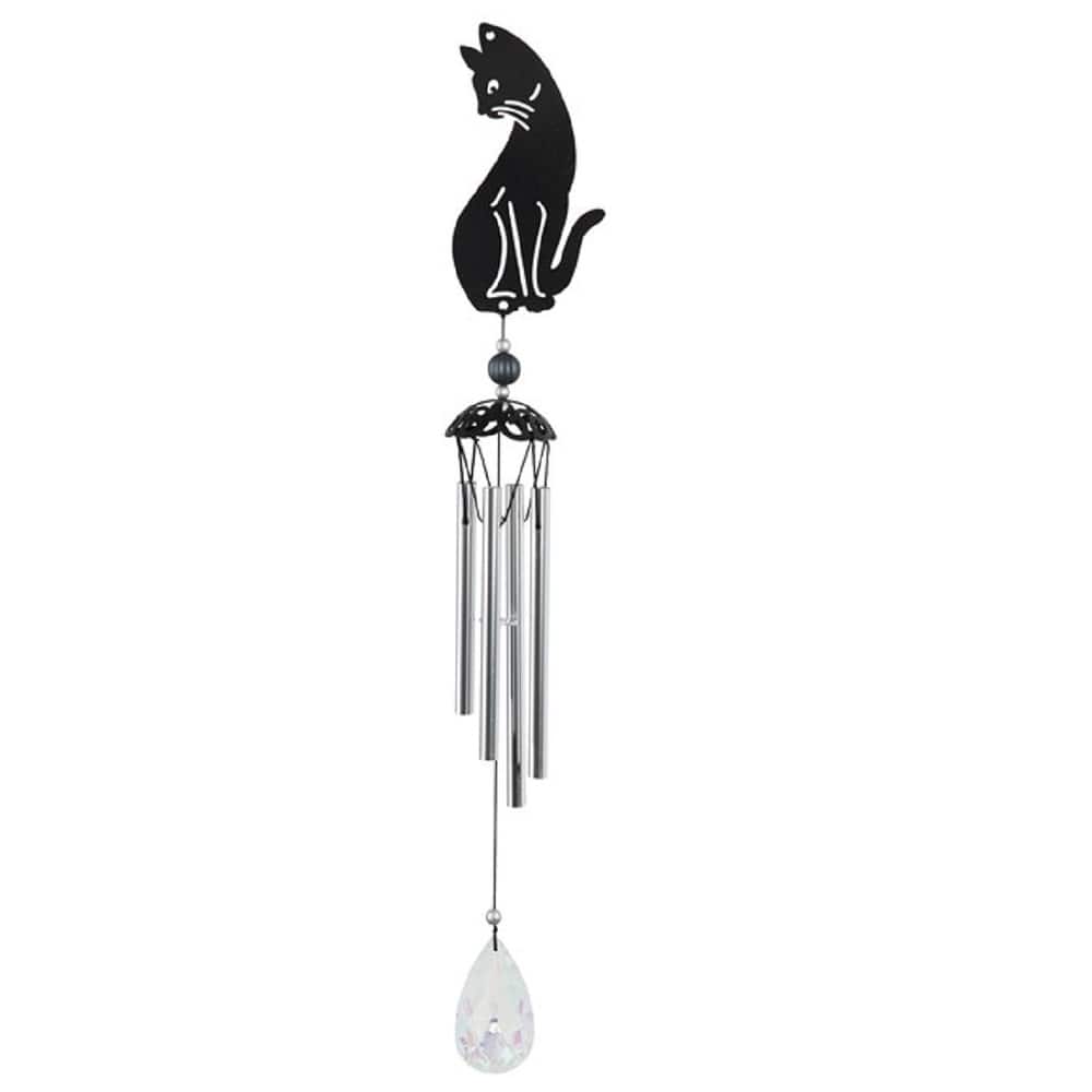 Q-Max 25" Long Black Cat Silhouette Wind Chime