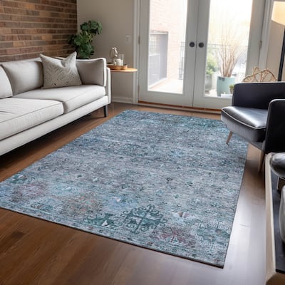 Machine Washable Indoor/ Outdoor Boho Moroccan Chantille Rug