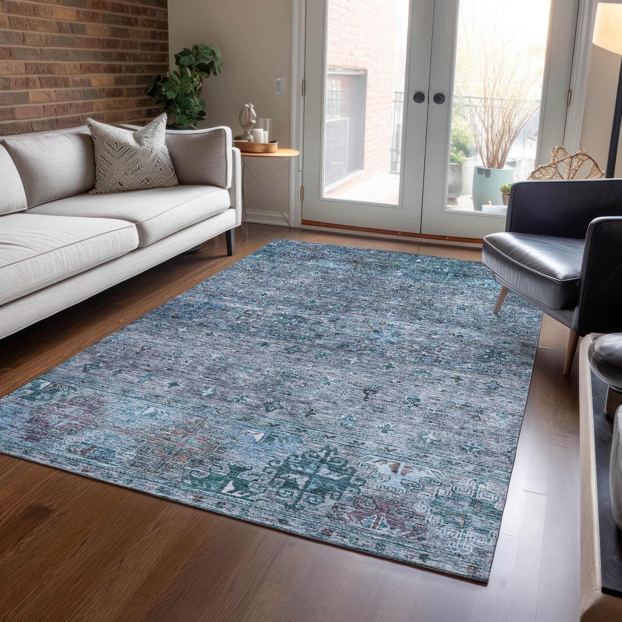 Machine Washable Indoor/ Outdoor Boho Moroccan Chantille Rug