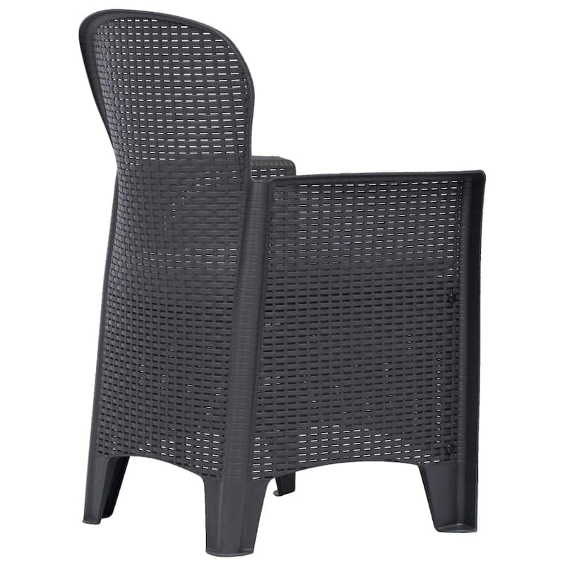 vidaXL Patio Chairs 2 Pcs Dining Single Chair with Cushion Plastic Rattan Look - 23.2" x 22.4" x 35"