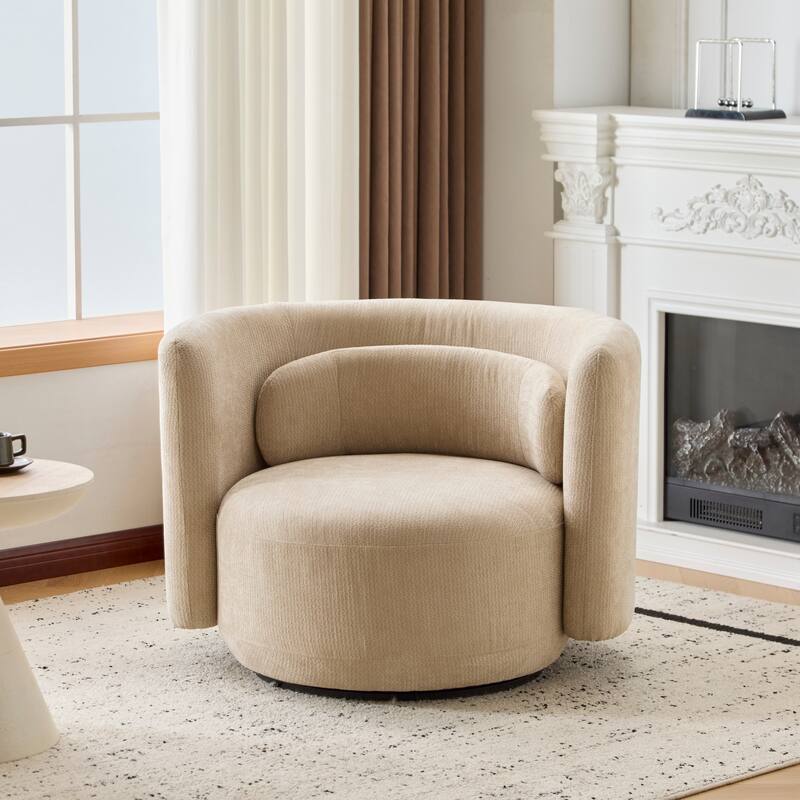 Christopher Knight Home - Swivel Green Fabric Accent Armchair with Lumbar Pillow