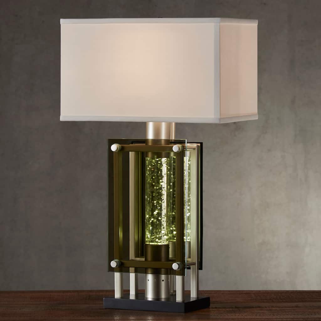 Modern Design Silver Finish 1pc Table Lamp for Nightstand End Table Sofa Table