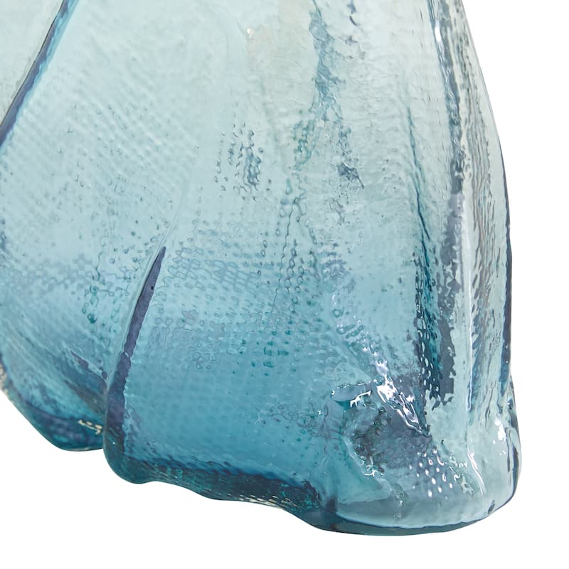 Blue Glass Handmade Blown Decorative Vase - 10 x 5 x 12