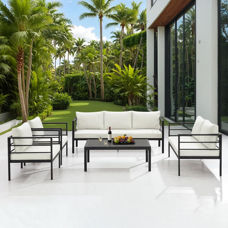 Corvus Gamba 5-piece Outdoor Iron Patio Seating Set with Coffee Table
