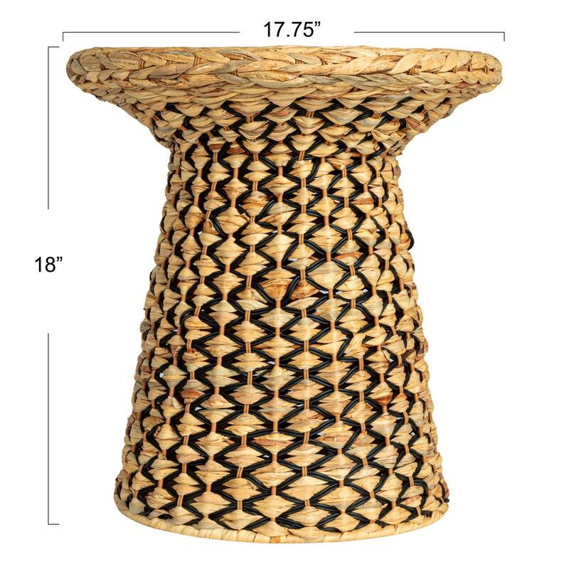 Household Essentials Braided Water Hyacinth and Resin Geometric Side Table