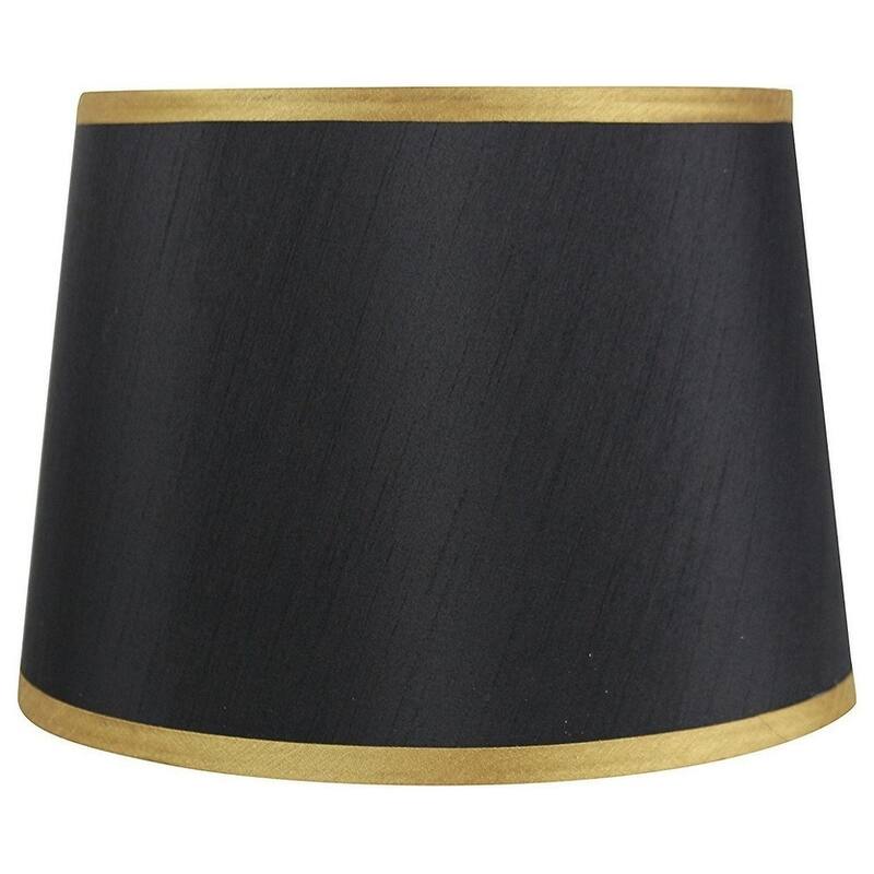 French Drump Lamp Shade, 12" to 14" Bottom Size - 12" - Black, Gold